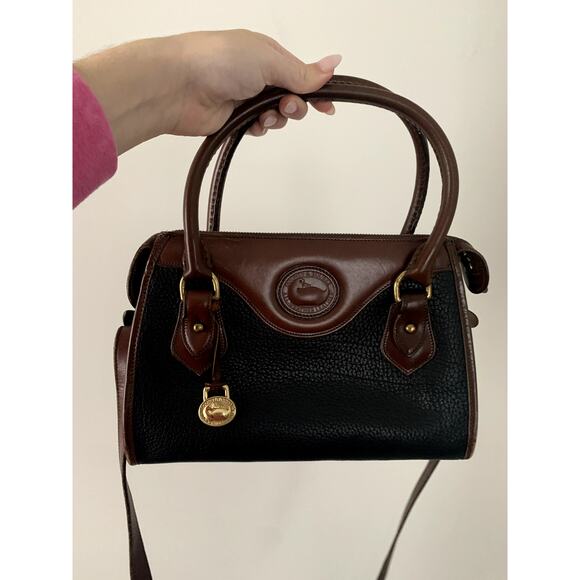 Dooney and Bourke Black and Brown Satchel Crossbody Bag Purse - Picture 3 of 10